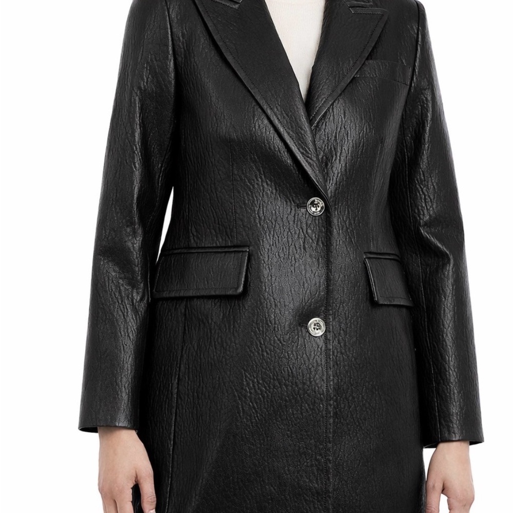 Michael Michael Kors Black Faux Textured Leather Coat – Like New